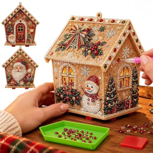 Glimmerhaus – Diamond-Painting Holz-Weihnachtshaus
